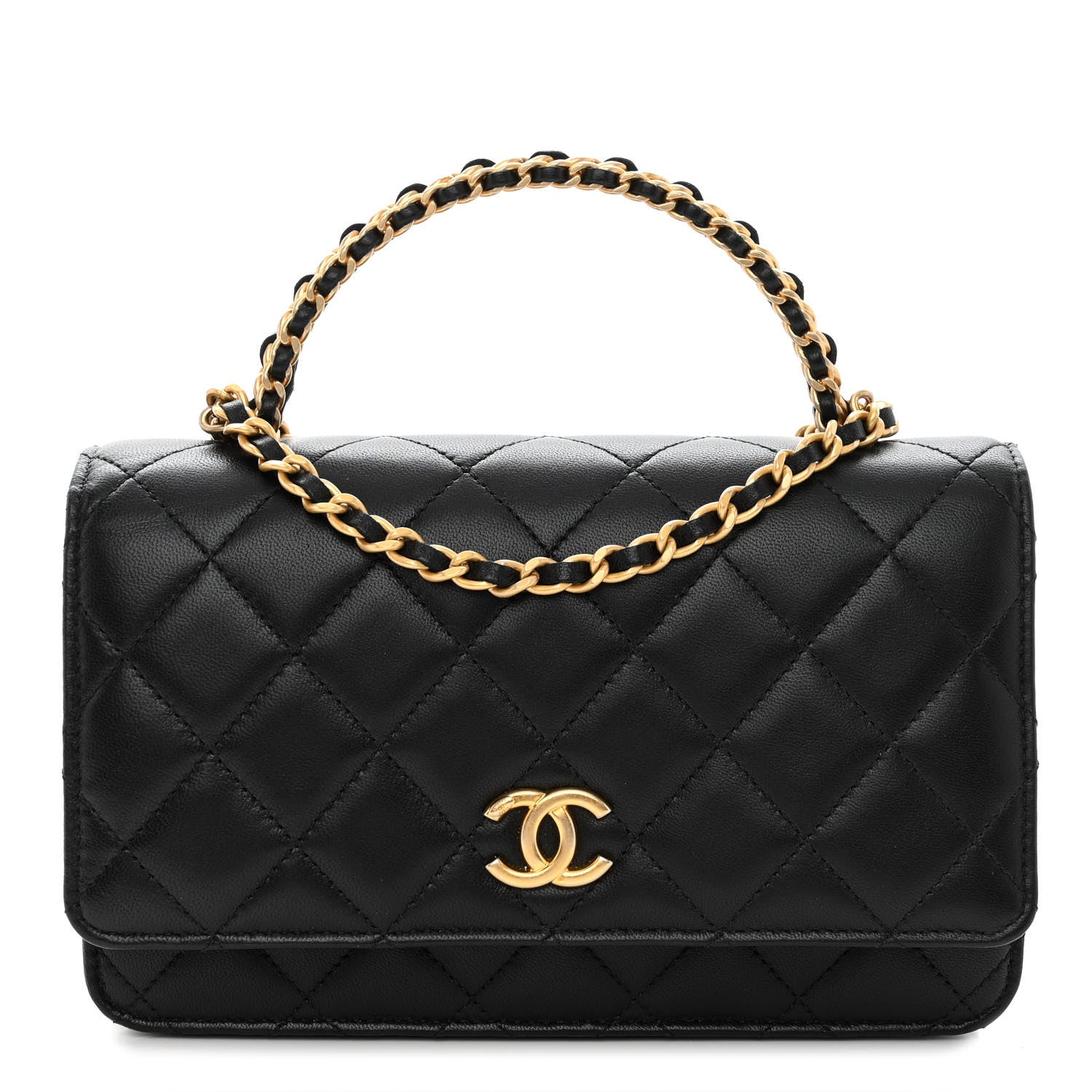 Chanel Lambskin Quilted Pick Me Up Wallet On Chain WOC Black 1 of 12