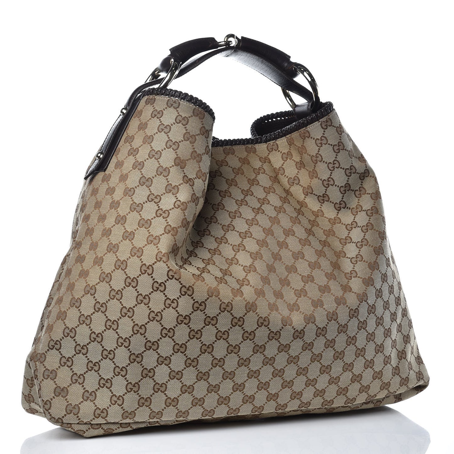 Monogram Large Horsebit Chain Hobo Dark Brown