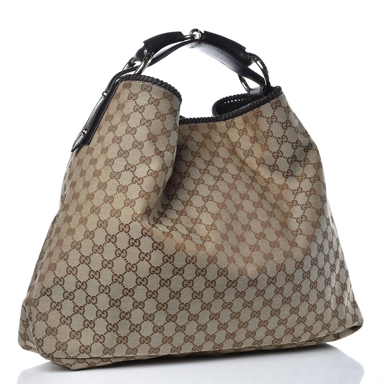Gucci Monogram Large Horsebit Chain Hobo Dark Brown 3 of 9