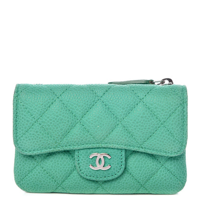 Chanel Iridescent Caviar Quilted CC Card Holder Green 1 of 9