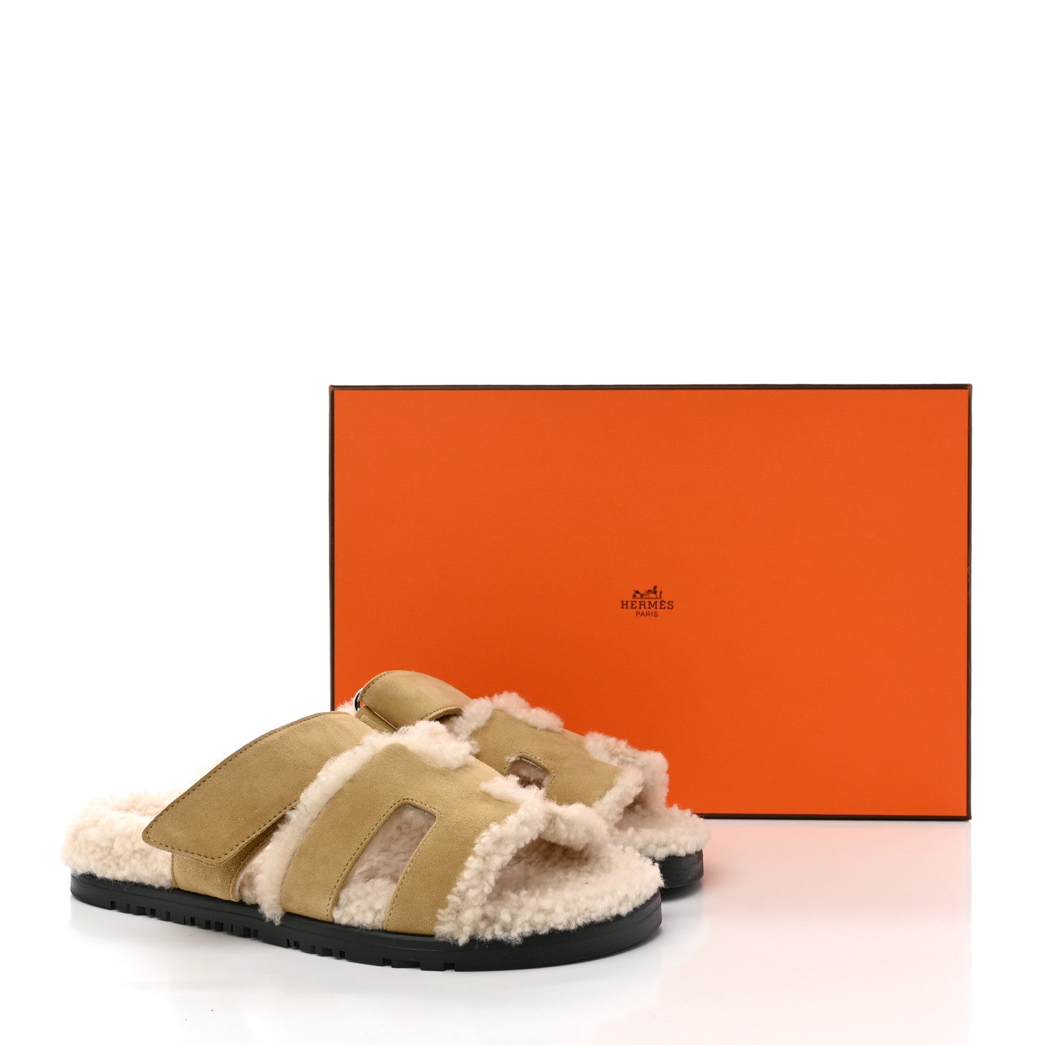 Hermes Suede Goatskin Woolskin Womens Chypre Sandals 35.5 Beige Albatre Ecru 10 of 10