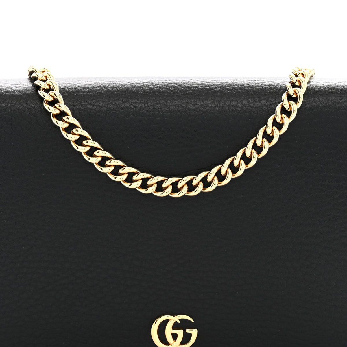 Calfskin Mini GG Marmont Chain Wallet Black