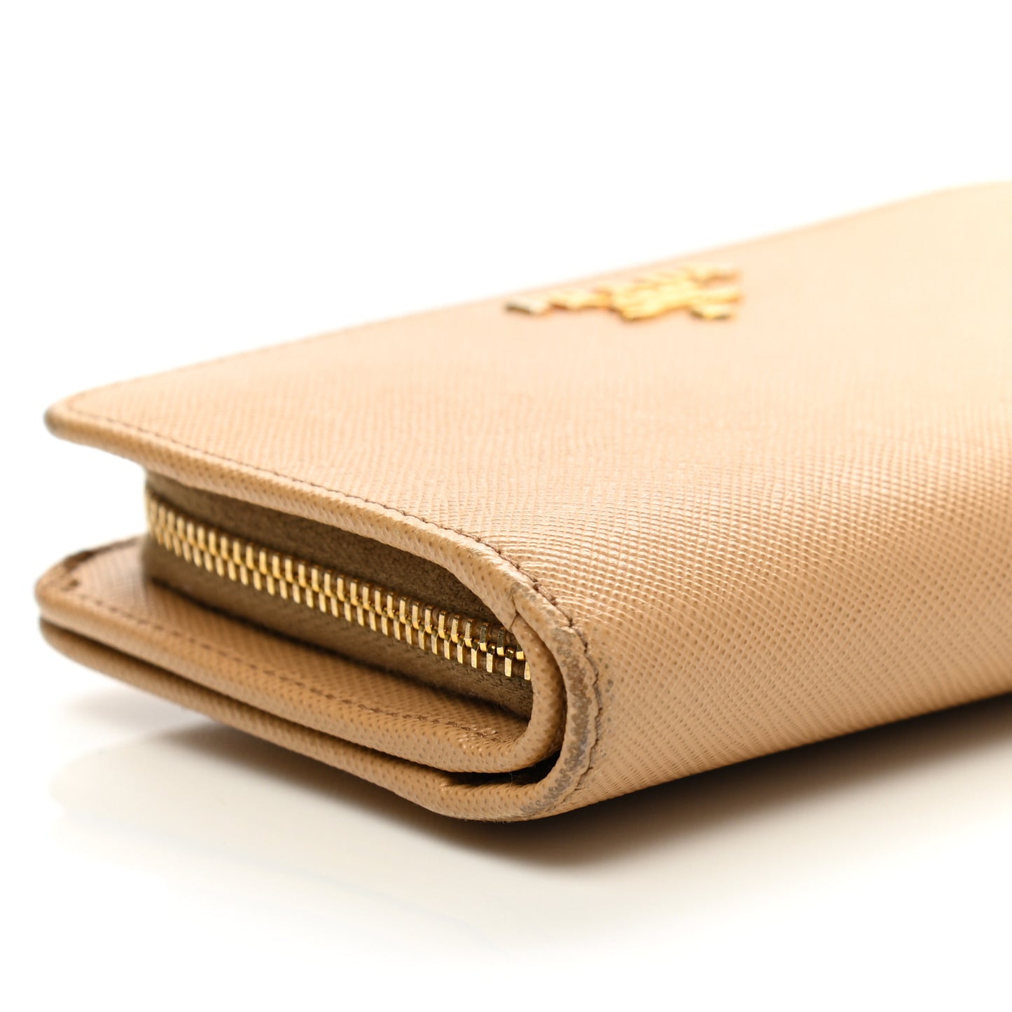 Saffiano Metal Compact Wallet Noisette