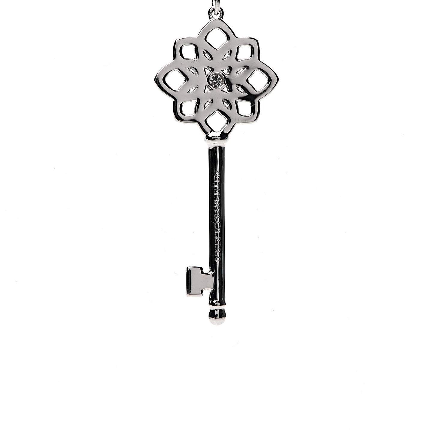 Platinum Diamond Medium Woven Key Pendant Necklace