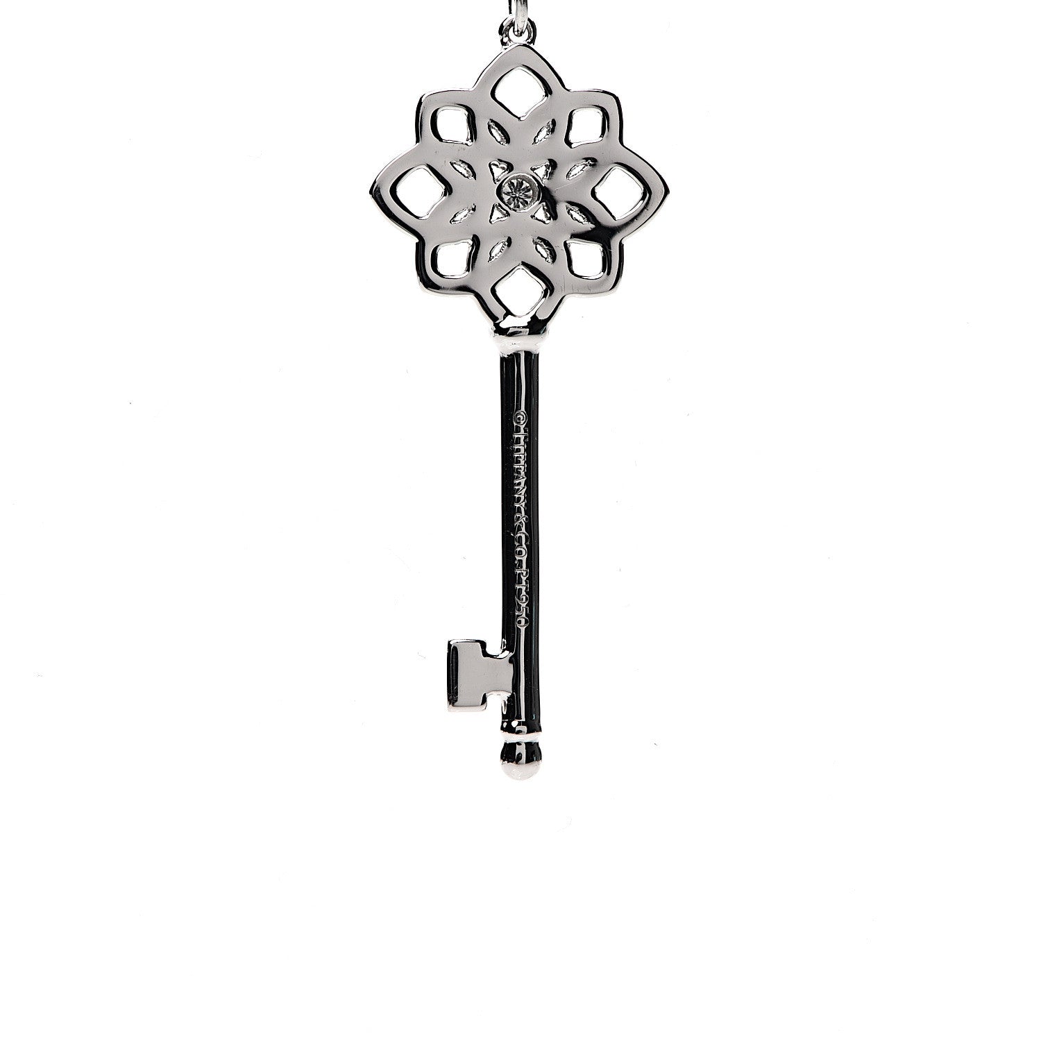 Tiffany Platinum Diamond Medium Woven Key Pendant Necklace 6 of 8