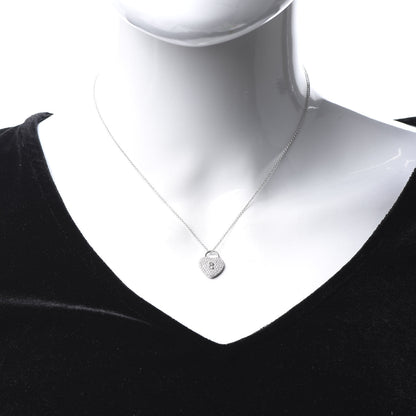 Tiffany Platinum Diamond Small Heart Lock Pendant Necklace 2 of 7