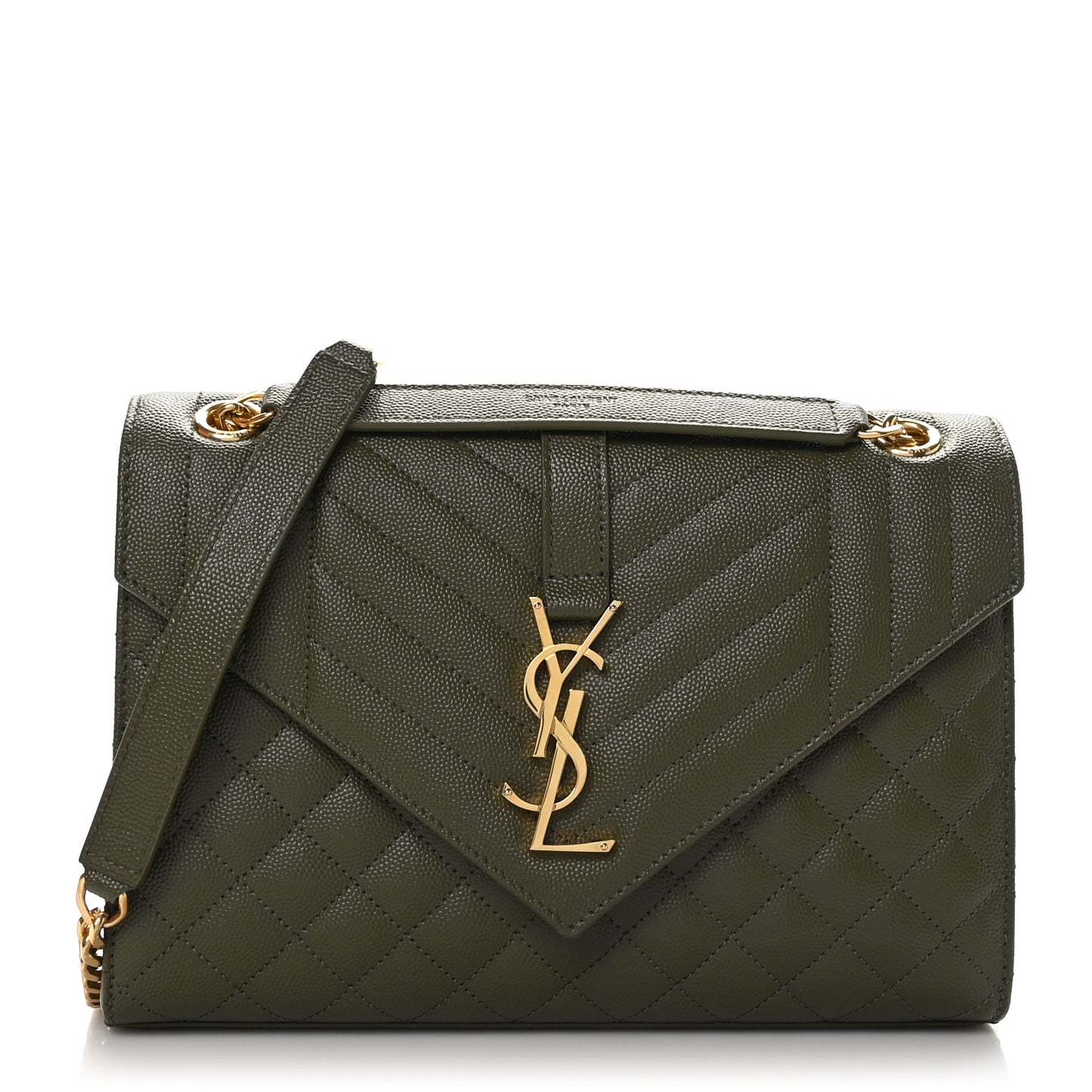 Grain De Poudre Textured Mixed Matelasse Medium Triquilt Monogram Satchel Vert Fonce