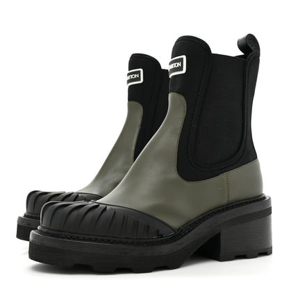 Louis Vuitton Calfskin Beaubourg Ankle Boots 37.5 Black Green 3 of 10