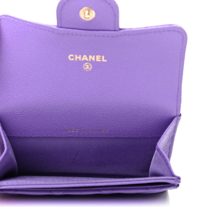 Chanel Caviar Quilted Flap Card Holder Wallet Purple 5 of 13