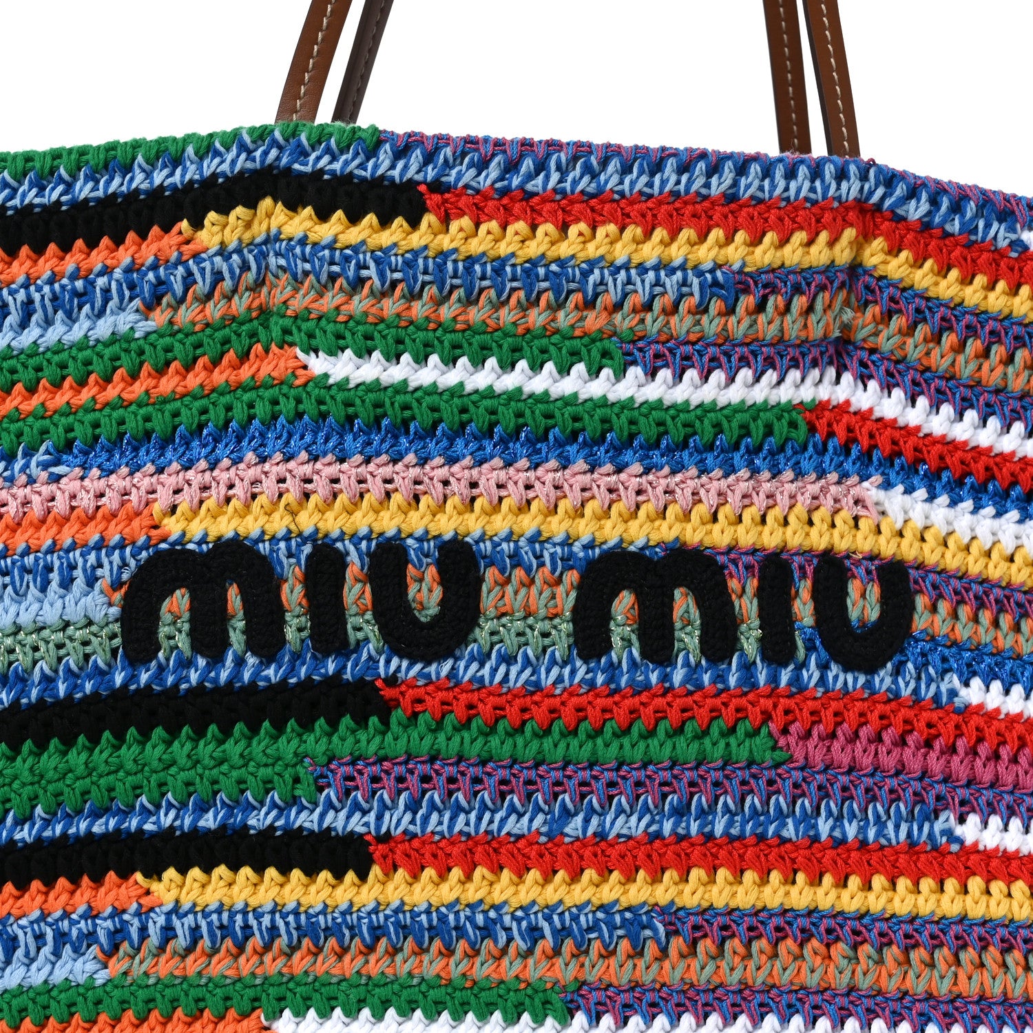 Miu Miu Cotton Crochet Stripe Tote Bag Multicolor 7 of 11