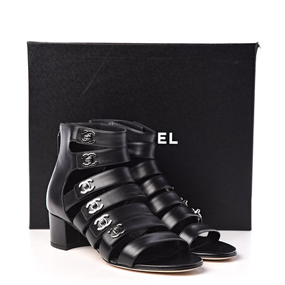Chanel Calfskin CC Turnlock Sandals 38 Black 12 of 12