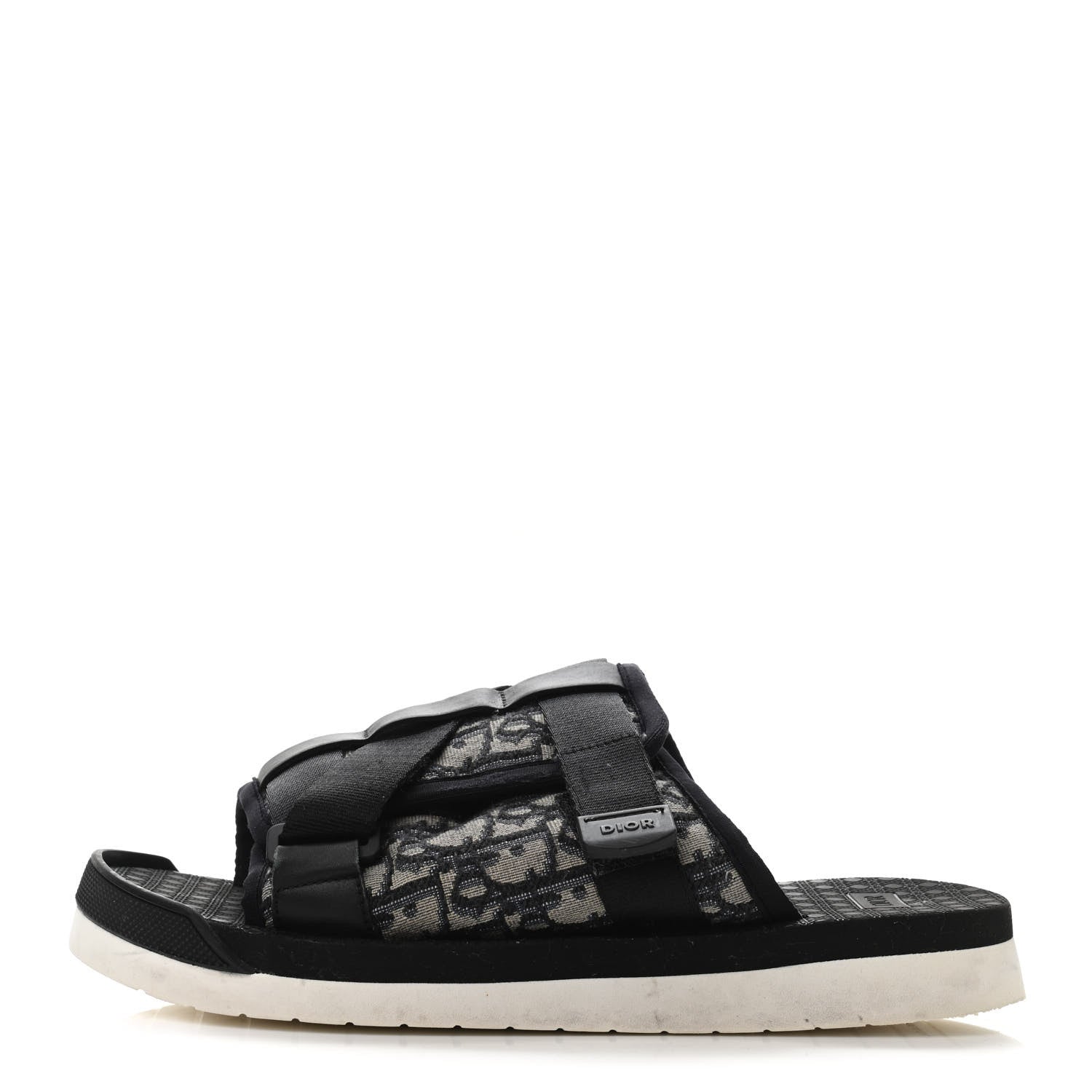 Christian Dior Oblique Jacquard Mens Alpha Sandals 42 Beige Black 1 of 4