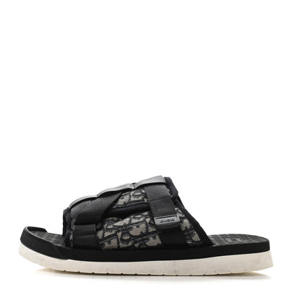Christian Dior Oblique Jacquard Mens Alpha Sandals 42 Beige Black 1 of 4