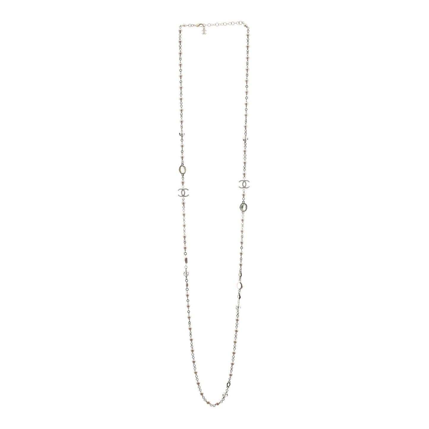 Crystal Pearl CC Short Necklace Gold