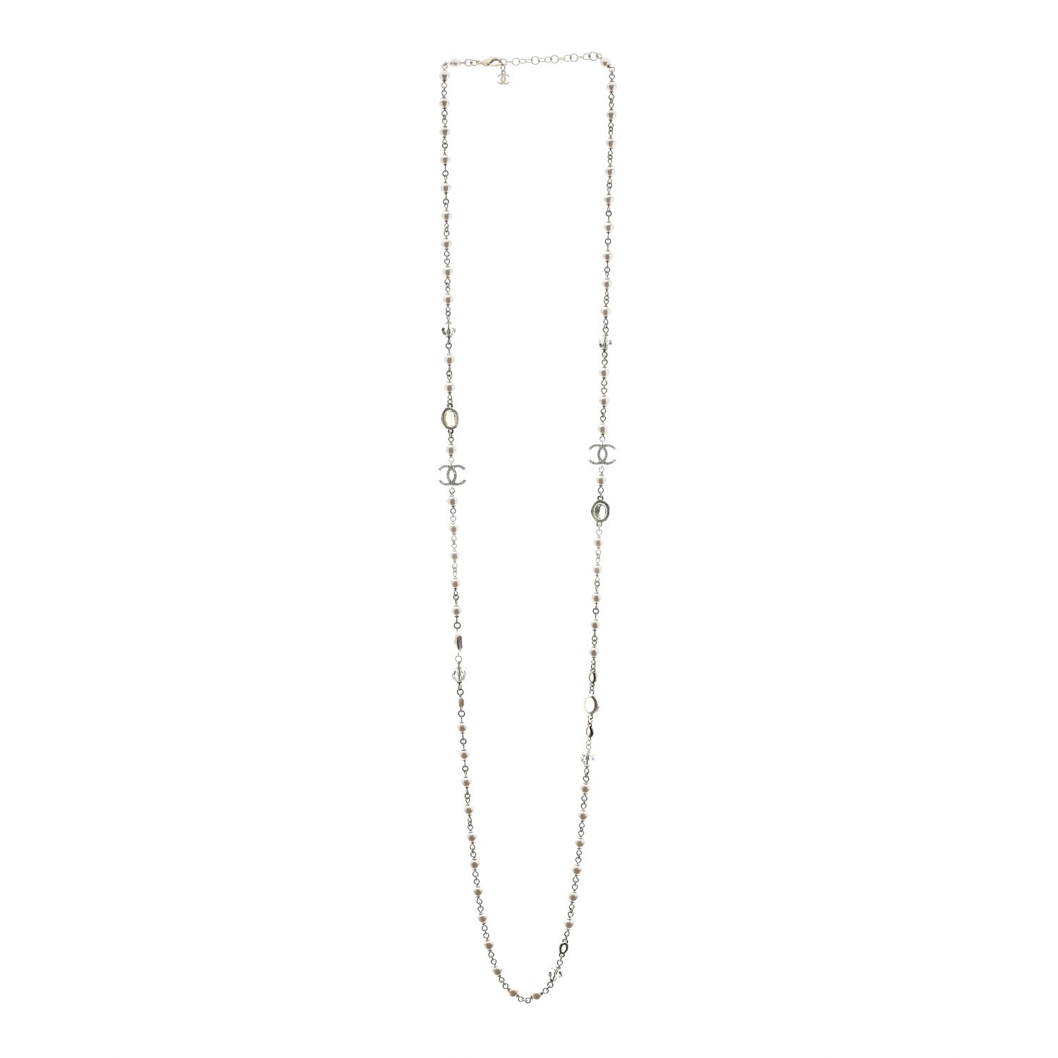 Chanel Crystal Pearl CC Short Necklace Gold 2 of 4