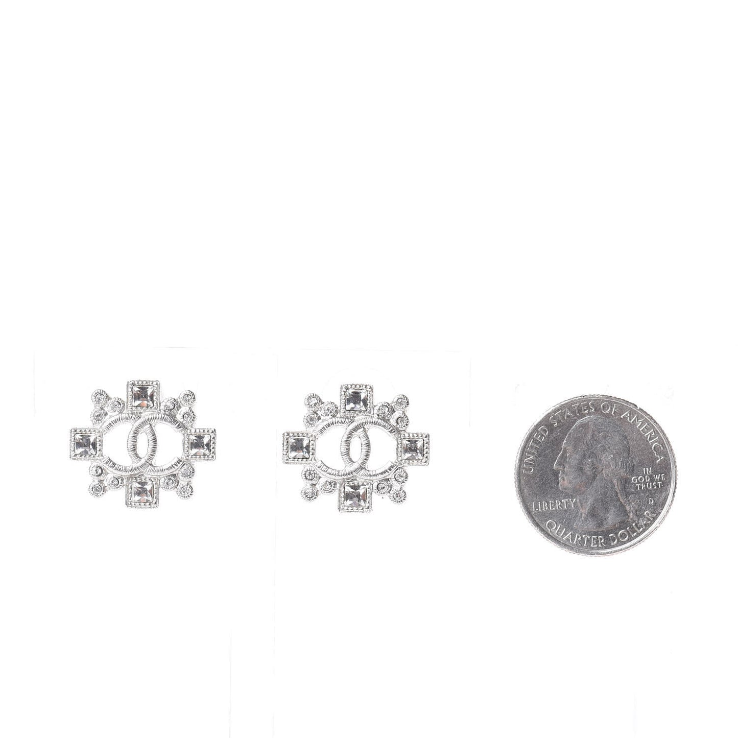 Swarovski Crystal CC Earrings Silver