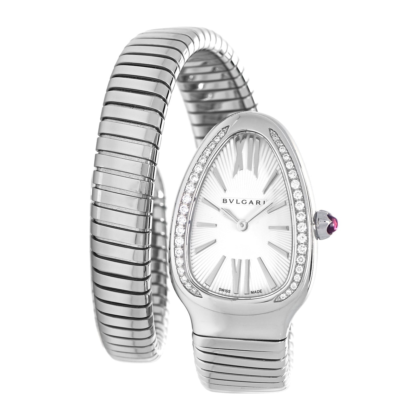 Stainless Steel Diamond Bezel 35mm Serpenti Tubogas Quartz Watch
