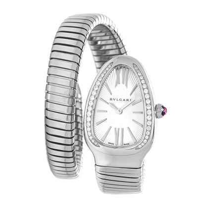 Bulgari Stainless Steel Diamond Bezel 35mm Serpenti Tubogas Quartz Watch 1 of 5