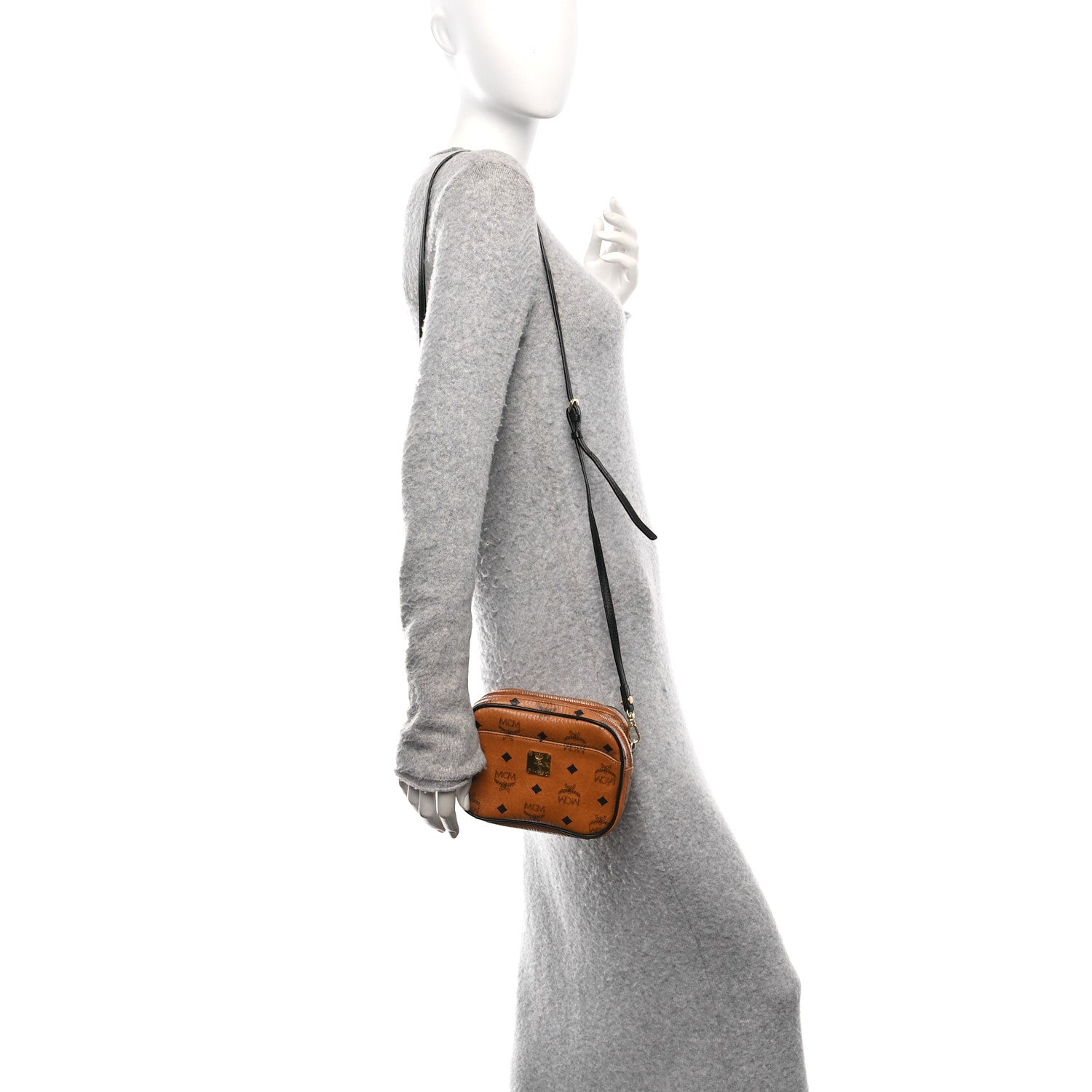 MCM Visetos Mini Camera Crossbody Bag Cognac 1745018 – FASHIONPHILE