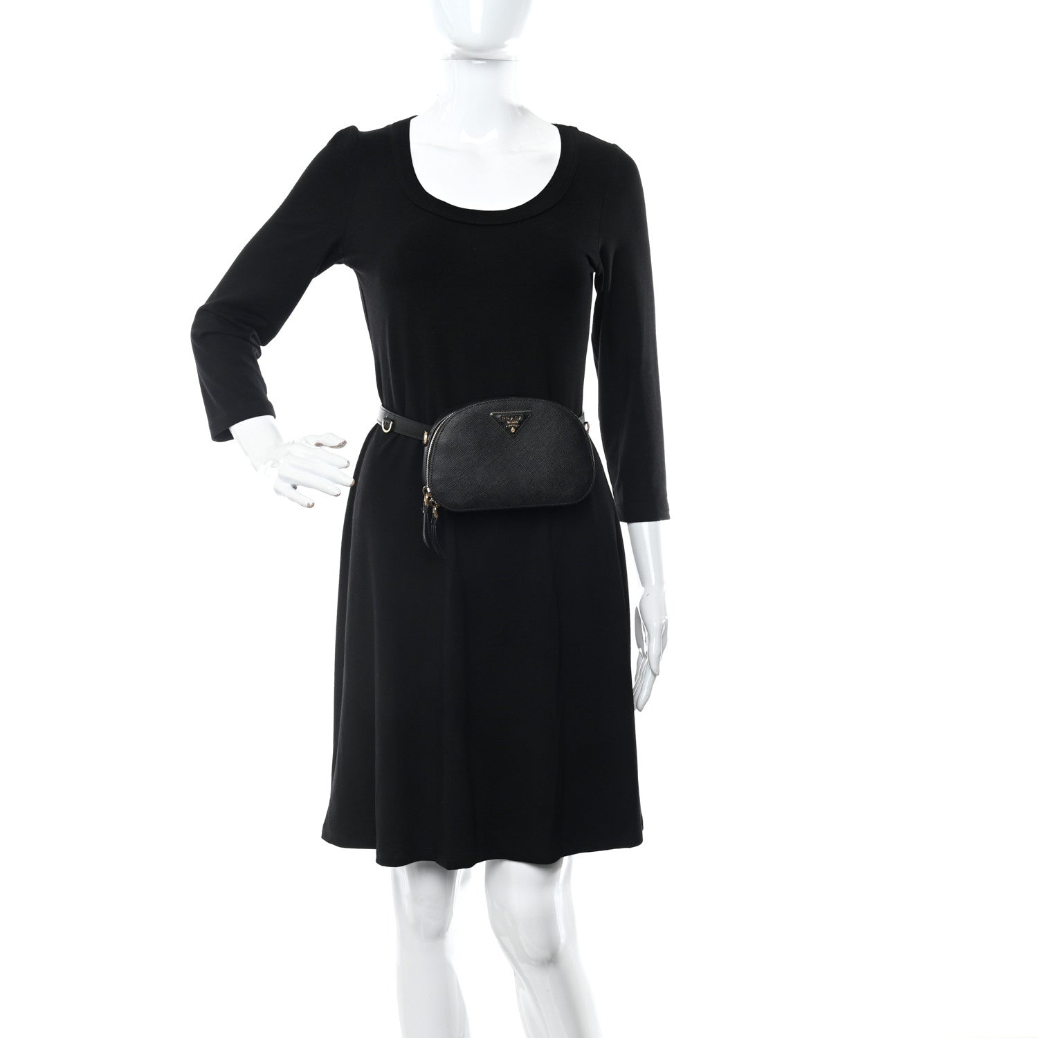 Prada Saffiano Lux Odette Belt Bag Black 2 of 12