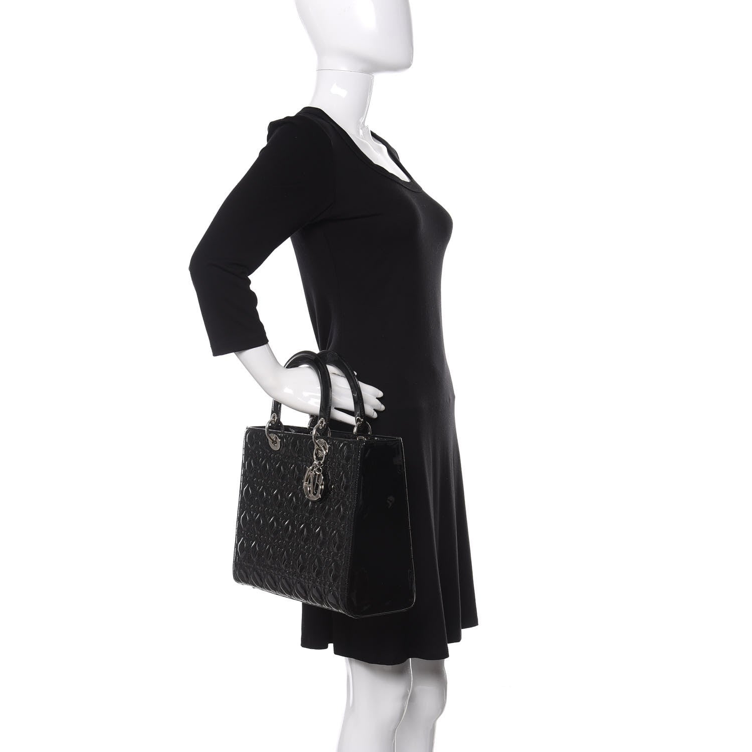 Christian Dior Patent Cannage Large Lady Dior Black 2 of 10