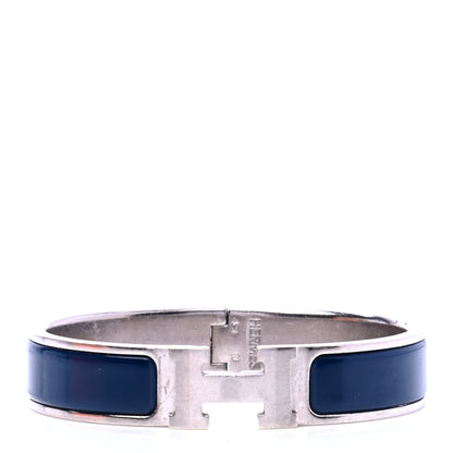 Hermes Narrow Enamel Clic Clac H Bracelet PM Bleu De Genes 1 of 6