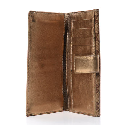 Gucci Crystal Monogram Metal Bar Continental Flap Wallet Gold 5 of 8