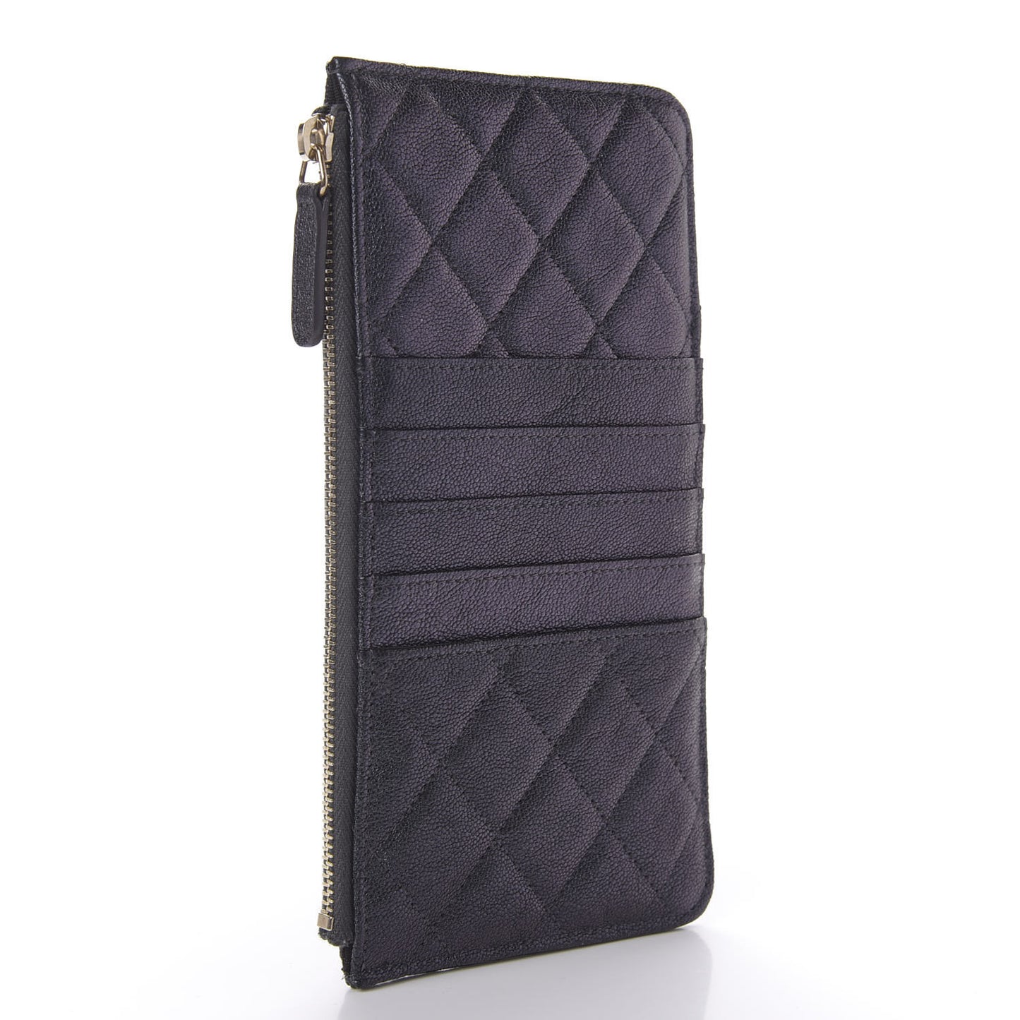 Iridescent Caviar Quilted Classic iPhone Pouch Black