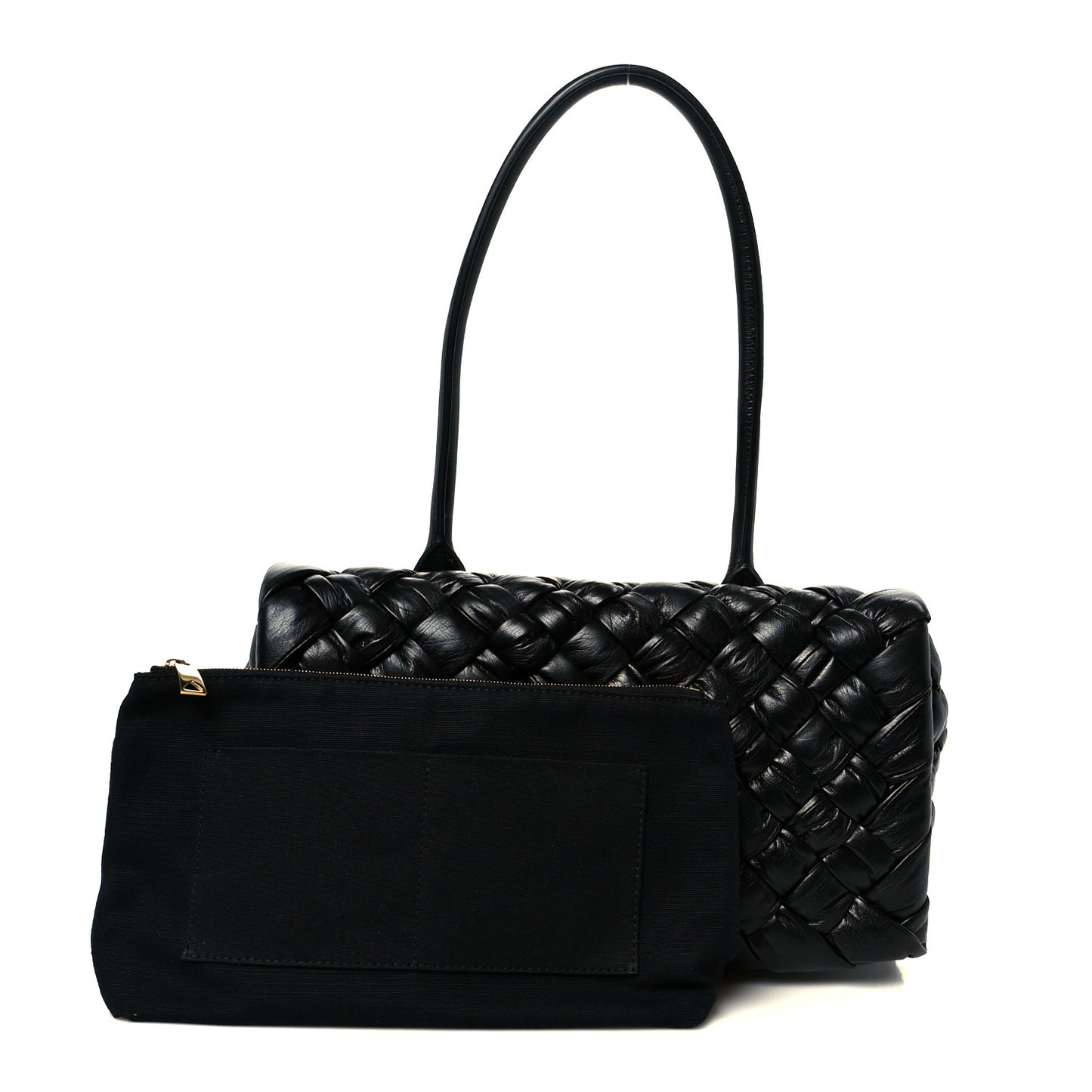 Calfskin Intreccio Rumple Desiree Shoulder Bag Black