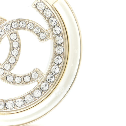 Chanel Metal Crystal Strass CC Hoop Earrings Gold 6 of 6