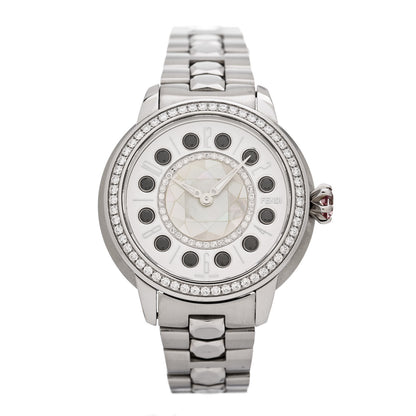 Fendi Stainless Steel Diamond Bezel Mother of Pearl Topaz 34mm Crazy Carats Quartz Watch 3 of 7