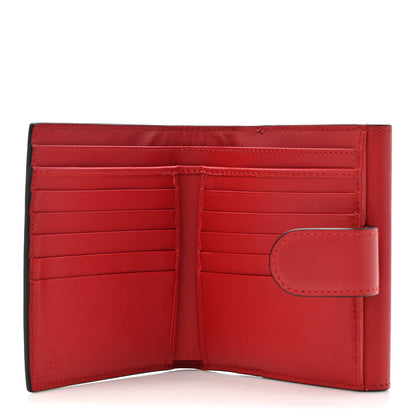 Gucci GG Supreme Monogram Pearl Studded French Wallet Beige Hibiscus Red 5 of 14