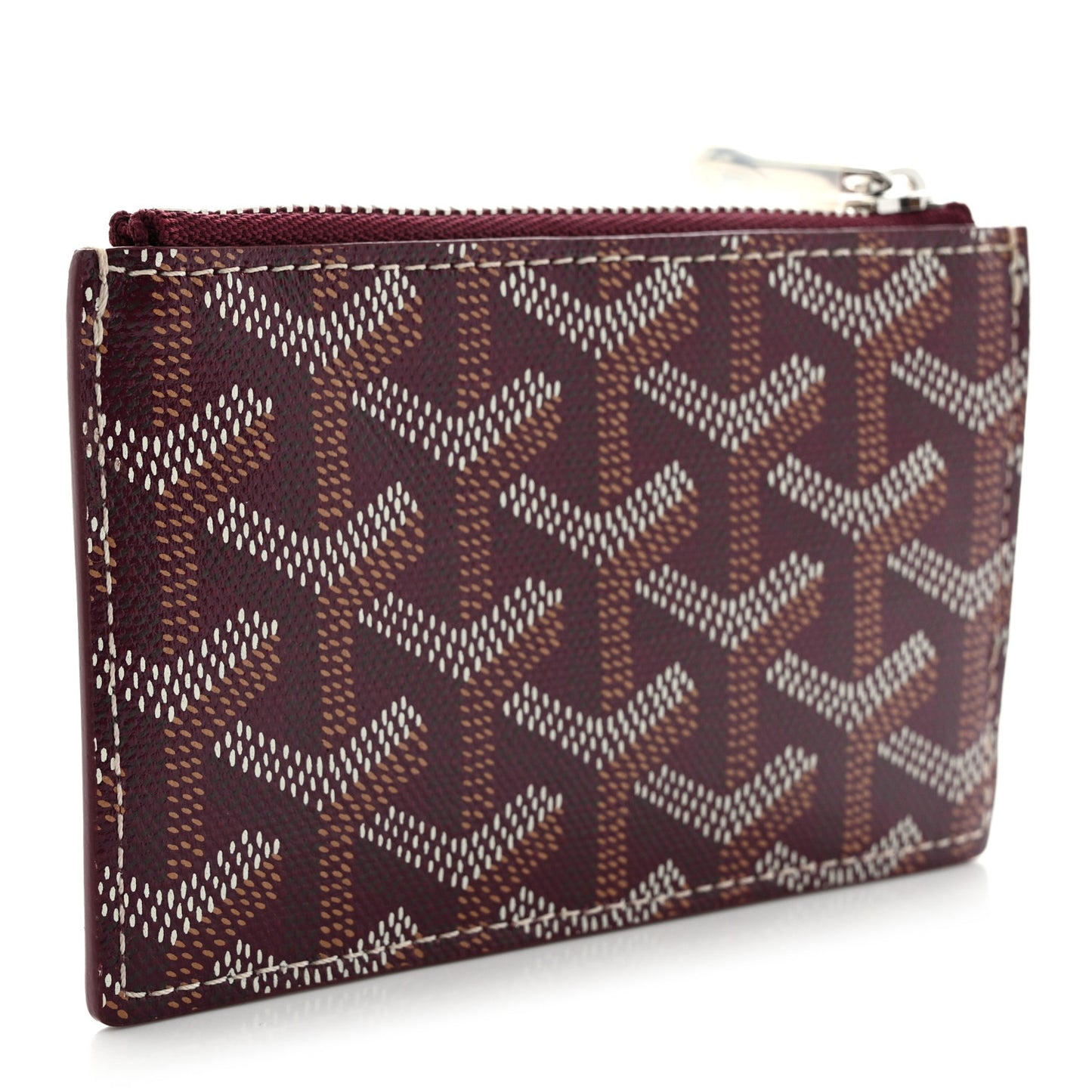 Goyardine Bourbon Zipped Card Holder Bordeaux