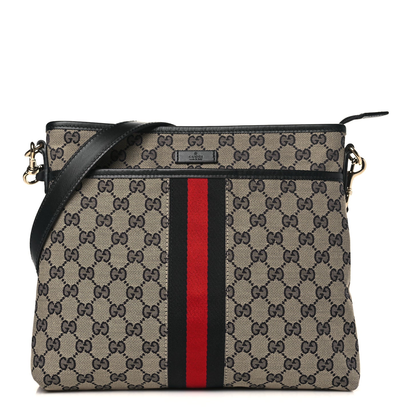 GG Supreme Monogram Web Flat Messenger Bag Navy