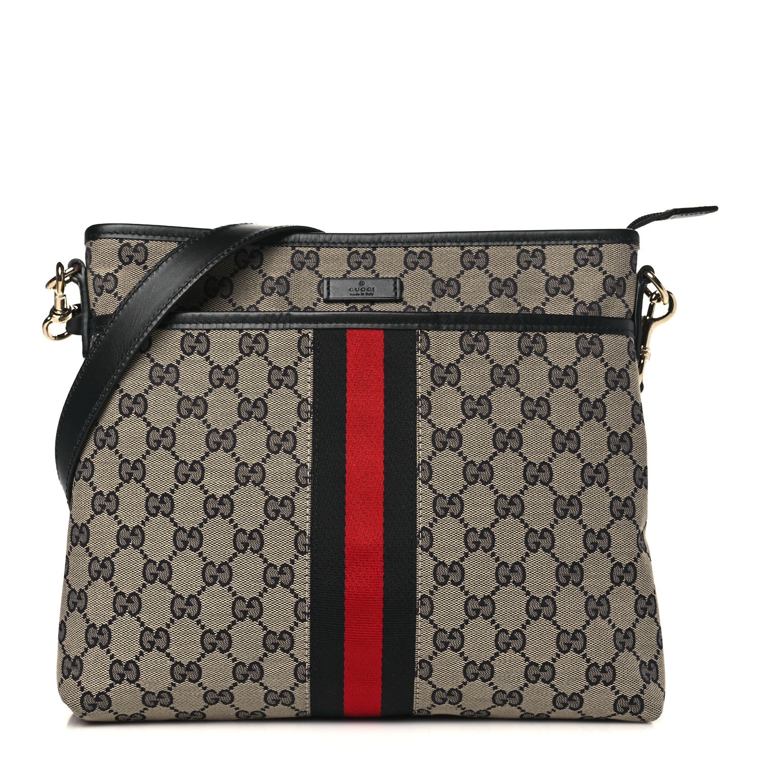 Gucci GG Supreme Monogram Web Flat Messenger Bag Navy 1 of 9