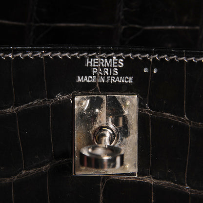 Hermes Shiny Niloticus Crocodile Kelly Sellier 25 Graphite 10 of 27