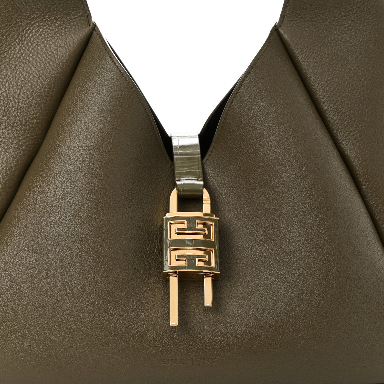 Givenchy Calfskin Crocodile Embossed Medium G-Lock Hobo Dark Khaki 7 of 10
