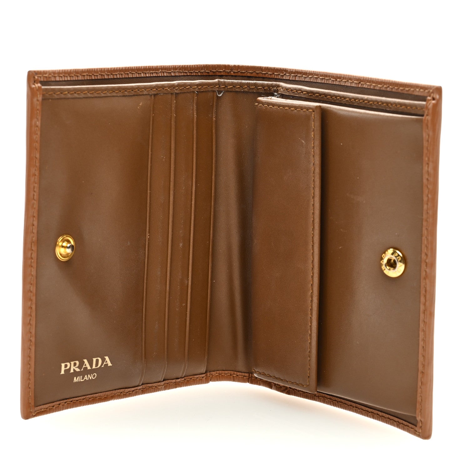 Prada Vitello Move Bi-Fold Wallet Caramel 5 of 6