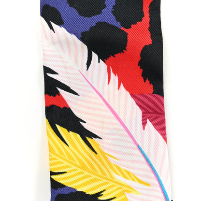 Hermes Silk Jaguar Quetzal Twilly Vert Rouge Rose 5 of 5