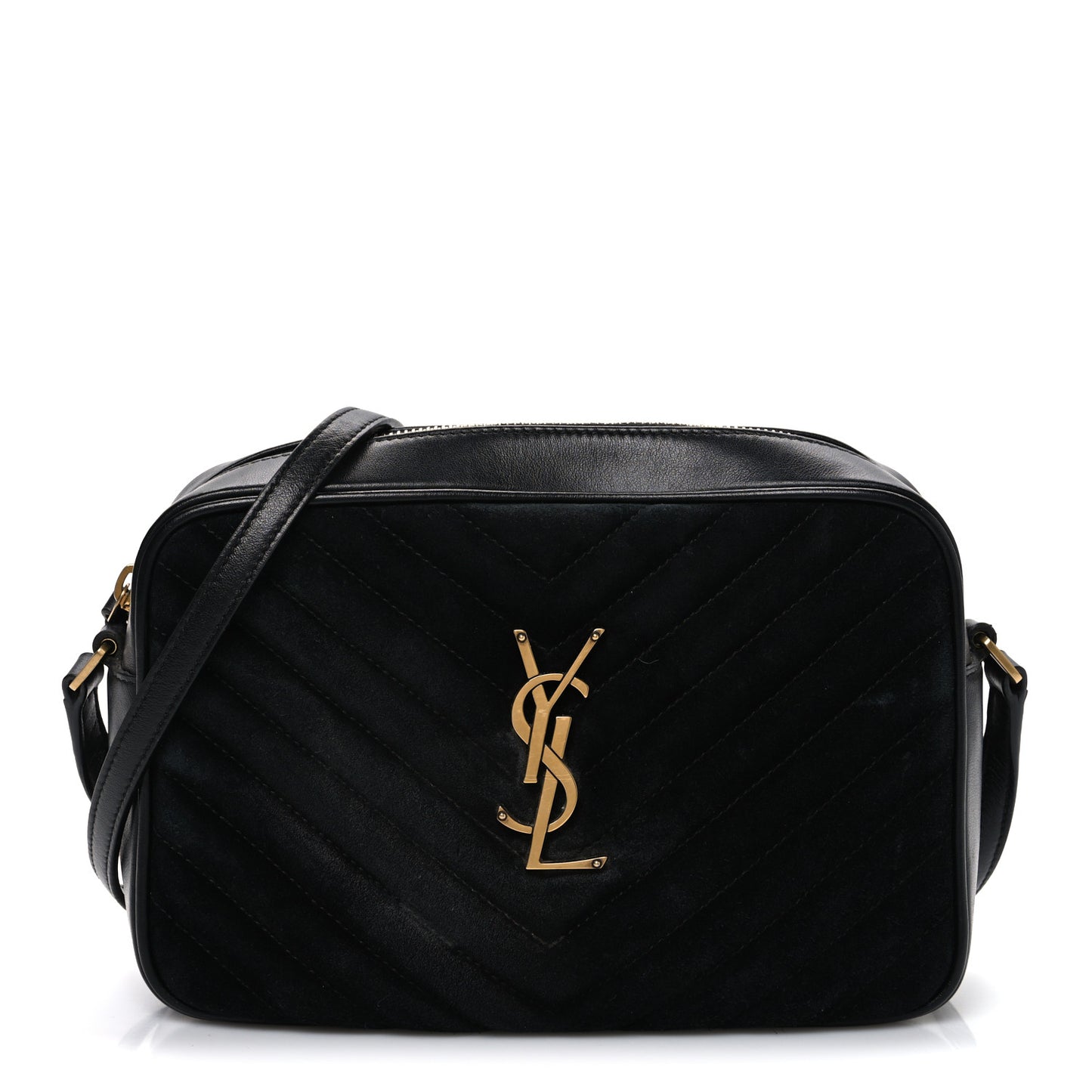 Suede Calfskin Monogram Lou Camera Bag Black