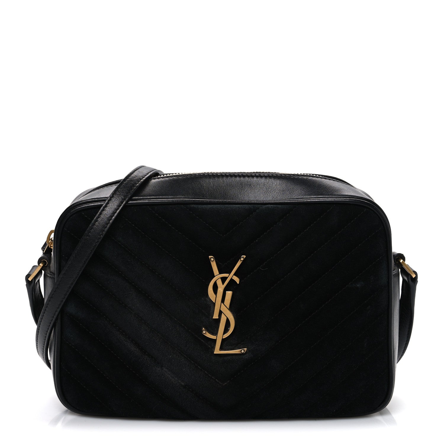 Saint Laurent Suede Calfskin Monogram Lou Camera Bag Black 1 of 12