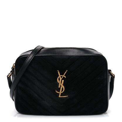 Saint Laurent Suede Calfskin Monogram Lou Camera Bag Black 1 of 12