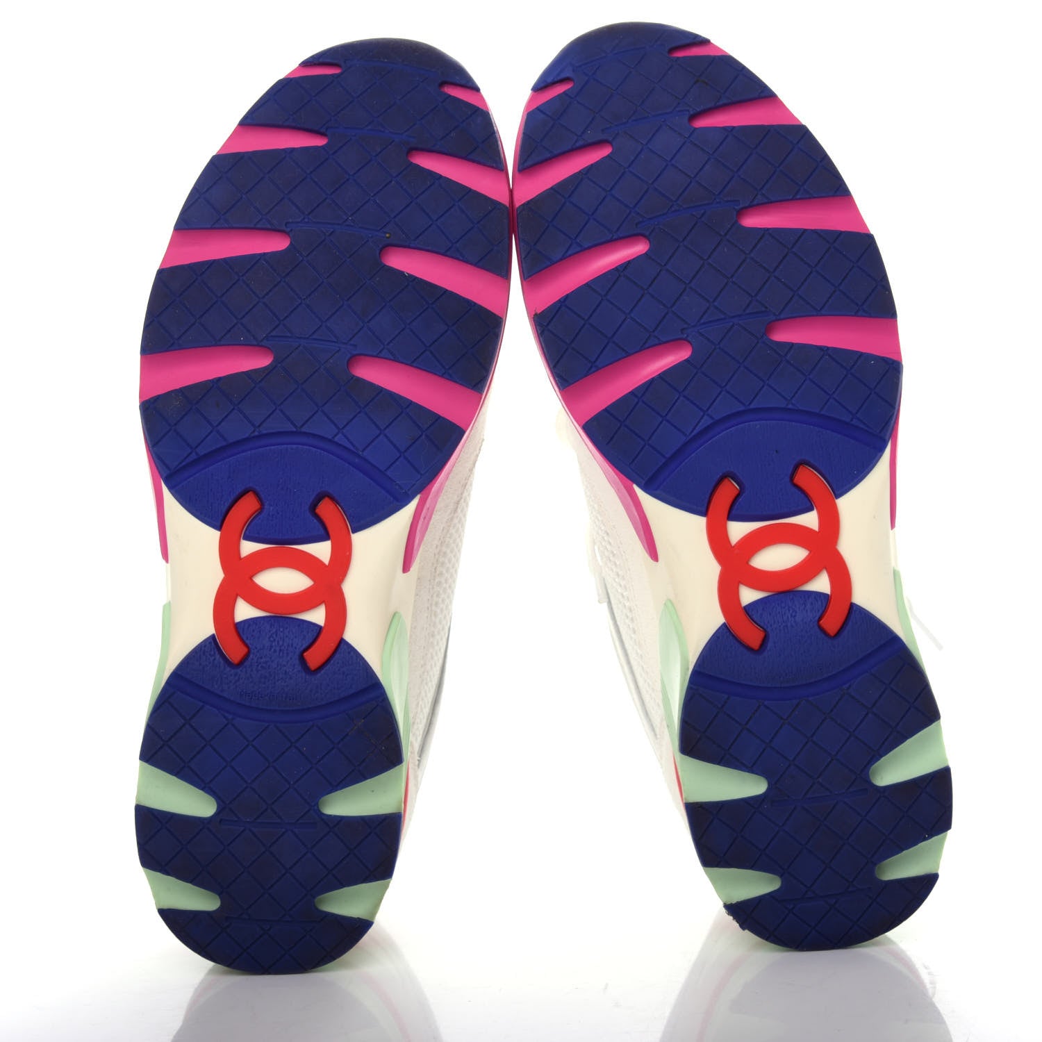 Chanel Suede Calfskin CC Sneakers 37 White Pink Green 6 of 12