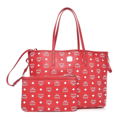 MCM Visetos Medium Liz Reversible Shopper Tote Ruby Red 1 of 15