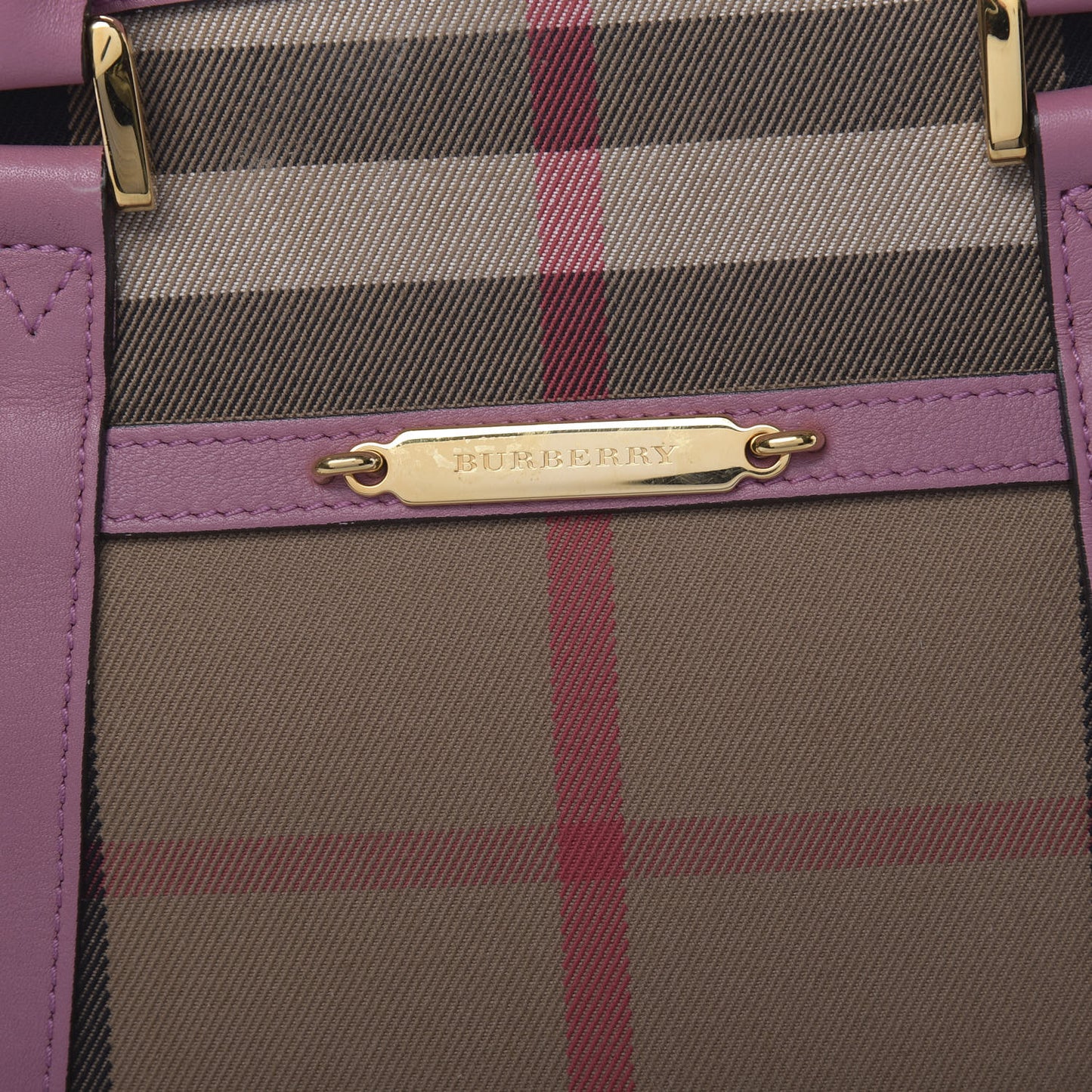 Bridle Calfskin House Check Small Orchard Bowling Bag Pink