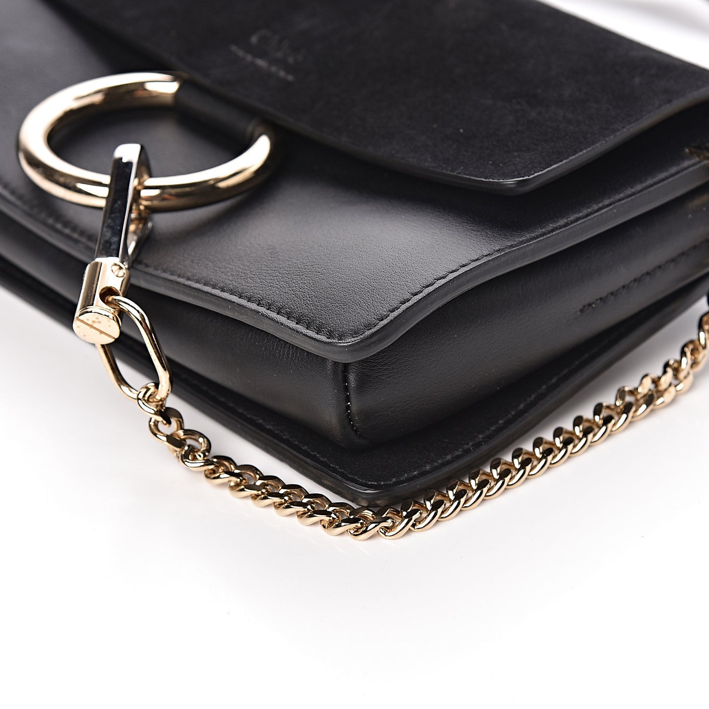 Suede Calfskin Small Faye Shoulder Bag Black
