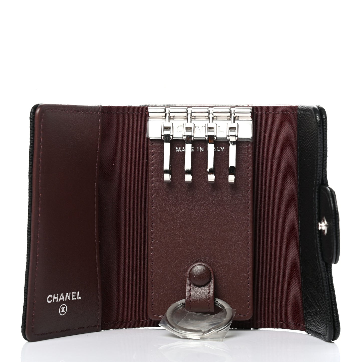 Caviar Quilted Classic 4 Key Holder Wallet Black