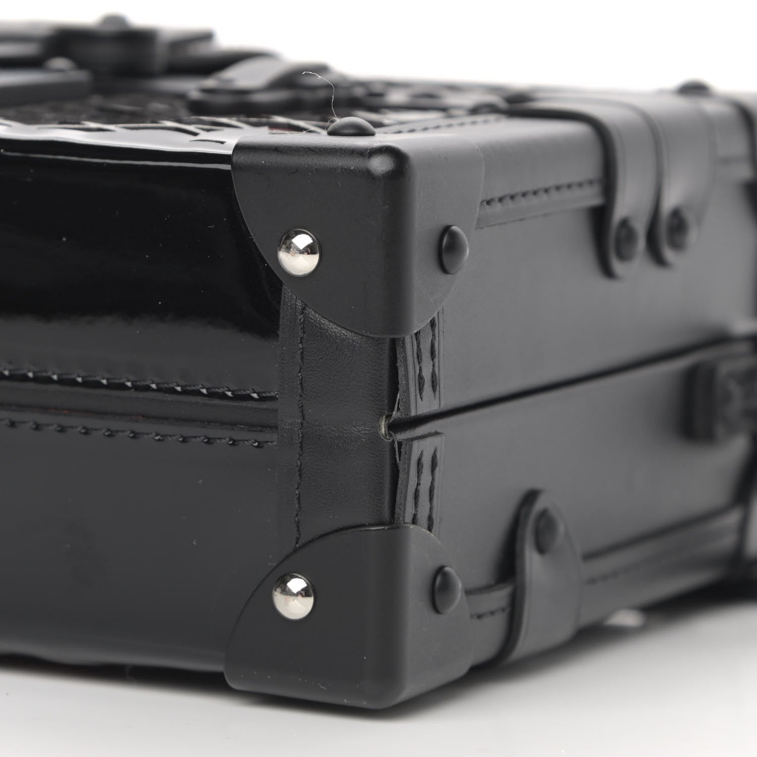 Louis Vuitton Patent Monogram Petite Malle Black Red 10 of 12