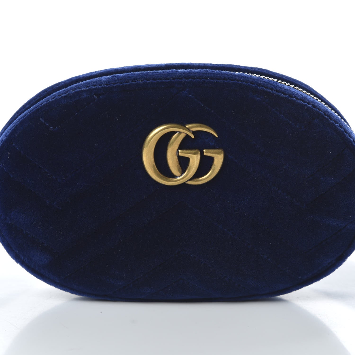 Gucci Velvet Matelasse GG Marmont Belt Bag 85 34 Cobalt Blue 10 of 10
