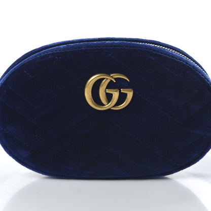 Gucci Velvet Matelasse GG Marmont Belt Bag 85 34 Cobalt Blue 10 of 10